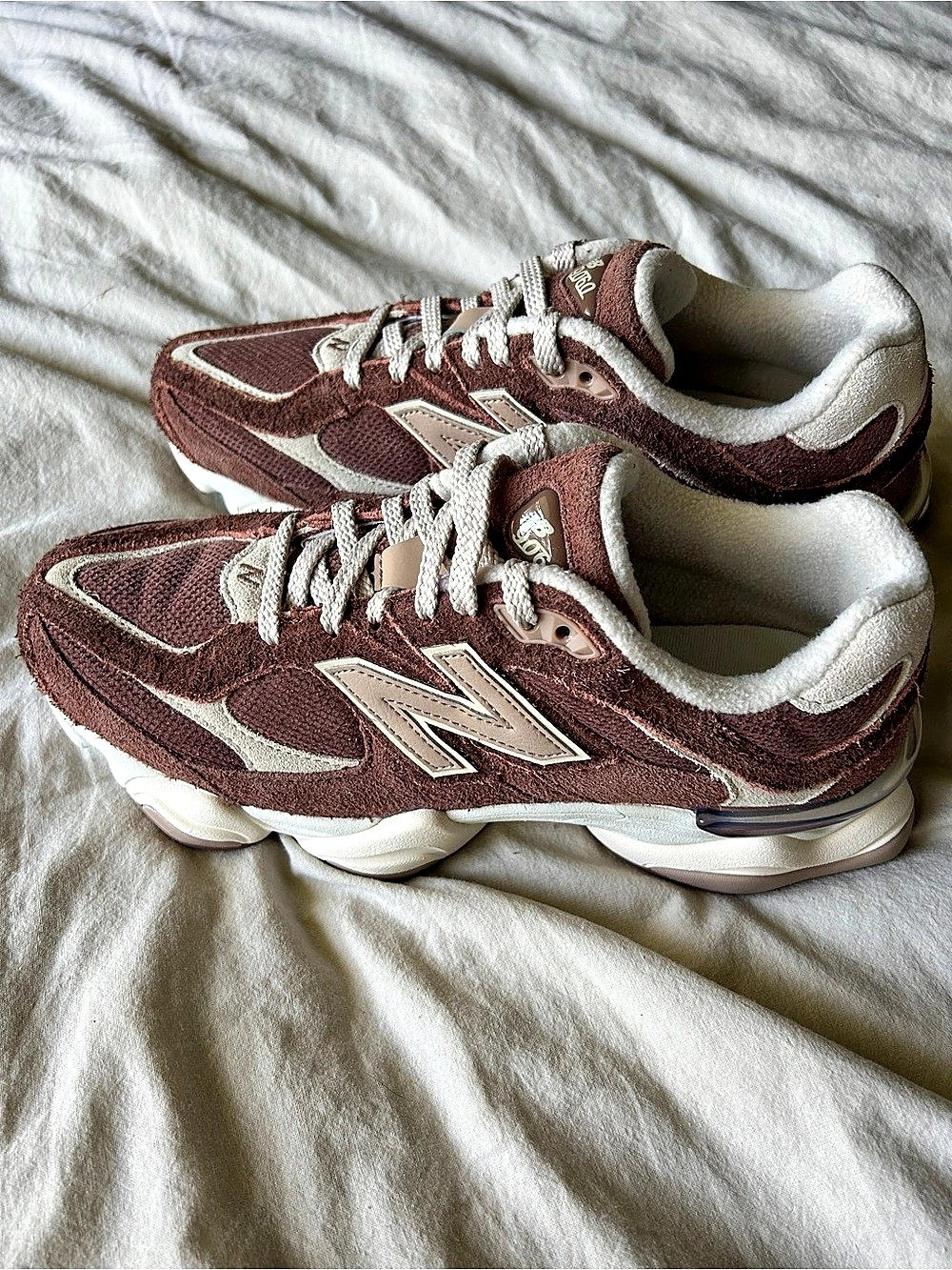 New Balance 9060 Brown & White Sneakers